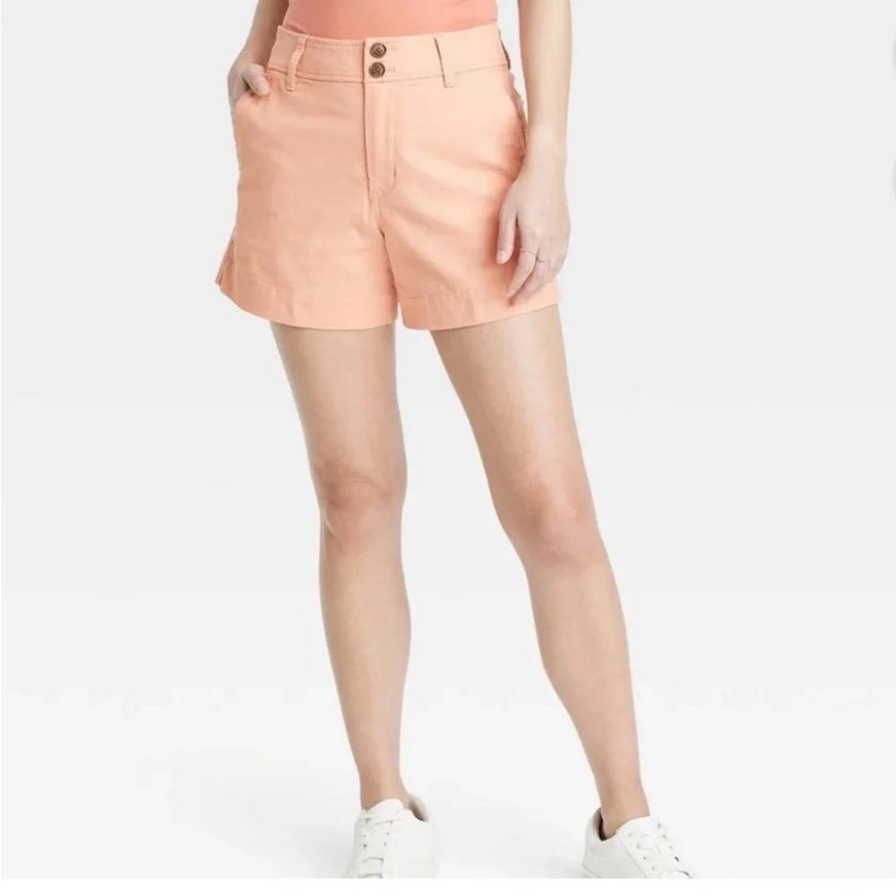 A New Day Women's High-Rise Everyday Shorts Size 2 Peach 98% Cotton/2% Spandex - Picture 6 of 10